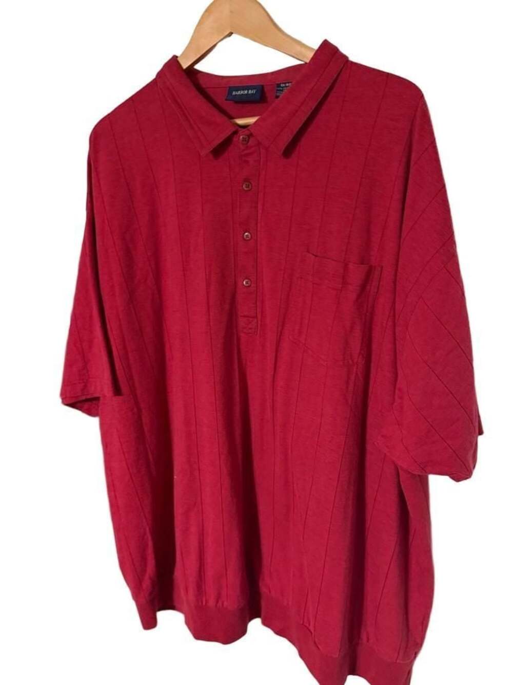 Harbor Bay Men's Red Vertical Striped Knit Short Sleeve Polo Shirt 5XL/BIG